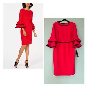 Elegant Red Bell Sleeve Dress